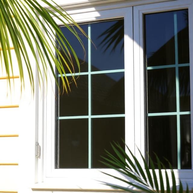 Hurricane impact resistant window with laminated glass on a coastal home